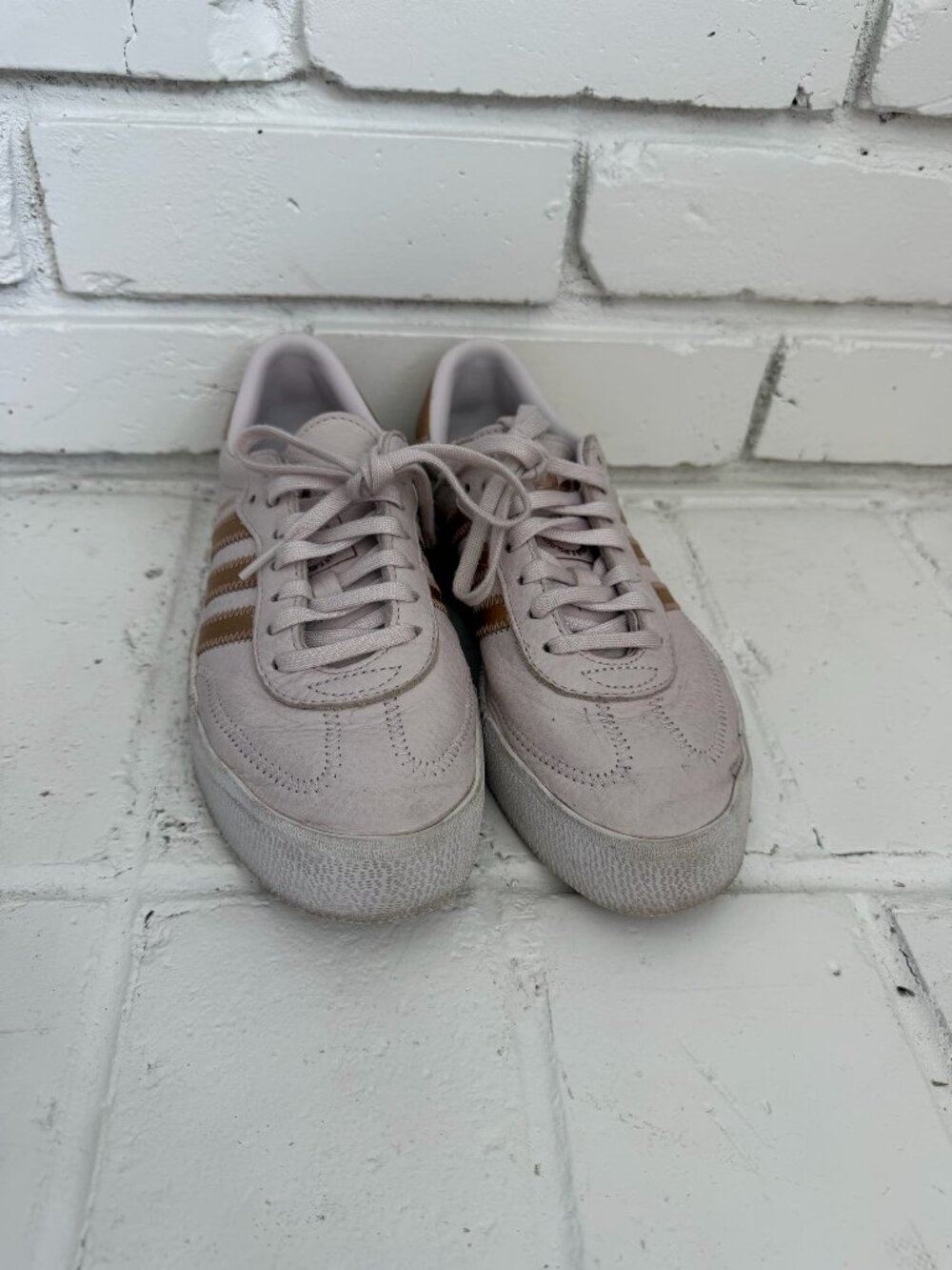 Adidas Sambarose Pale Pink Leather Platform Sneakers US 6